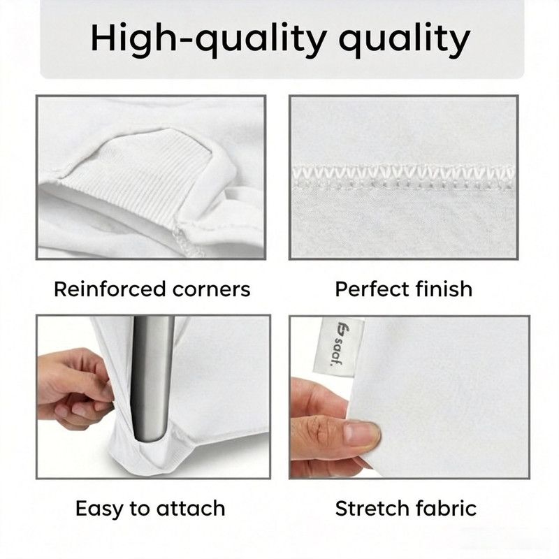 4-Pack White Stretch Cocktail Table Covers, Washable Fitted Spandex Covers for 80-85 x 110 cm High Tables
