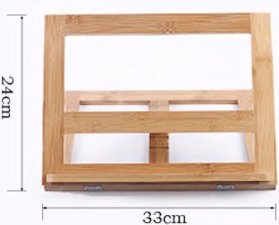 Adjustable Folding Bamboo Book Stand for Cookbooks, Tablets and Reading