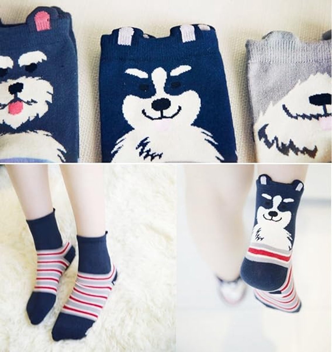 Cute and adorable animal pattern socks for women - cat and dog patterns - Christmas and birthday gifts - One Size Fits All