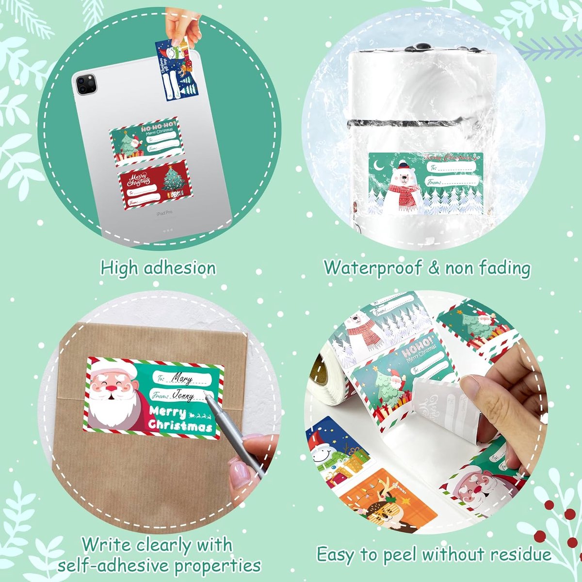 500 Christmas gift tags - Christmas gifts for women, men, and mothers - Christmas wrapping paper - Christmas decorations - 2.95 x 1.6 inches
