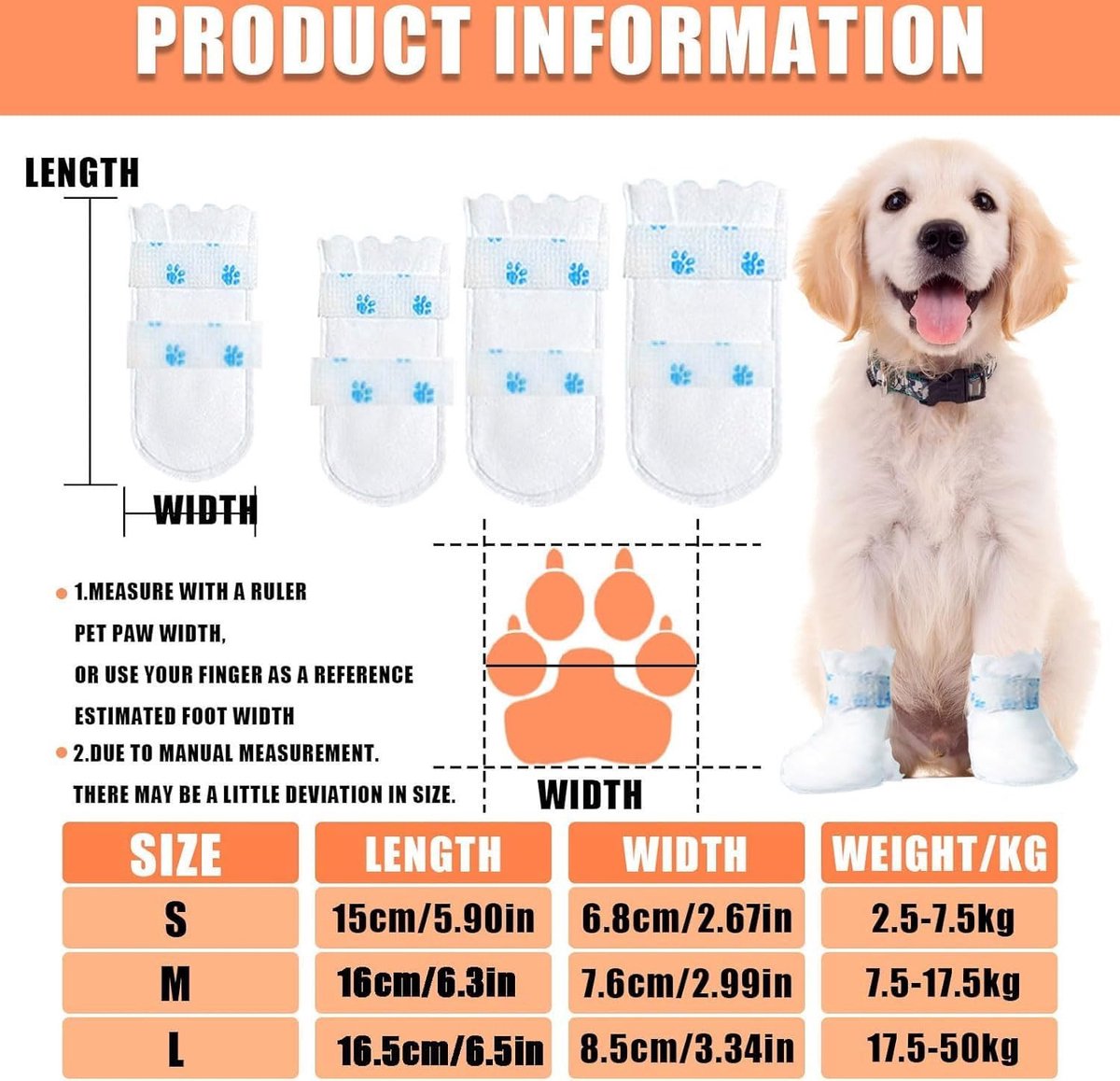 Dog Socks - 40 Pieces - Disposable Pet Socks - Waterproof - Non-Slip Dog Socks - Dog Shoes Paw Protector Socks for Dogs - Velcro Closure - Breathable - Adjustable - Pet Paw Protector - Dog Shoes - Size S