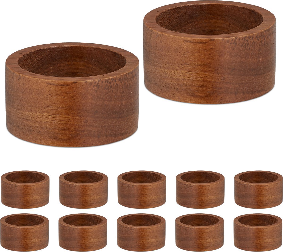 Handmade Round Wooden Napkin Rings - Set of 12 - 2.5 x 5 cm - Wooden Napkin Ring - For Paper and Cloth Napkins - Napkin Ring for Table Decoration, Dining, Anniversary, Birthday, Christmas