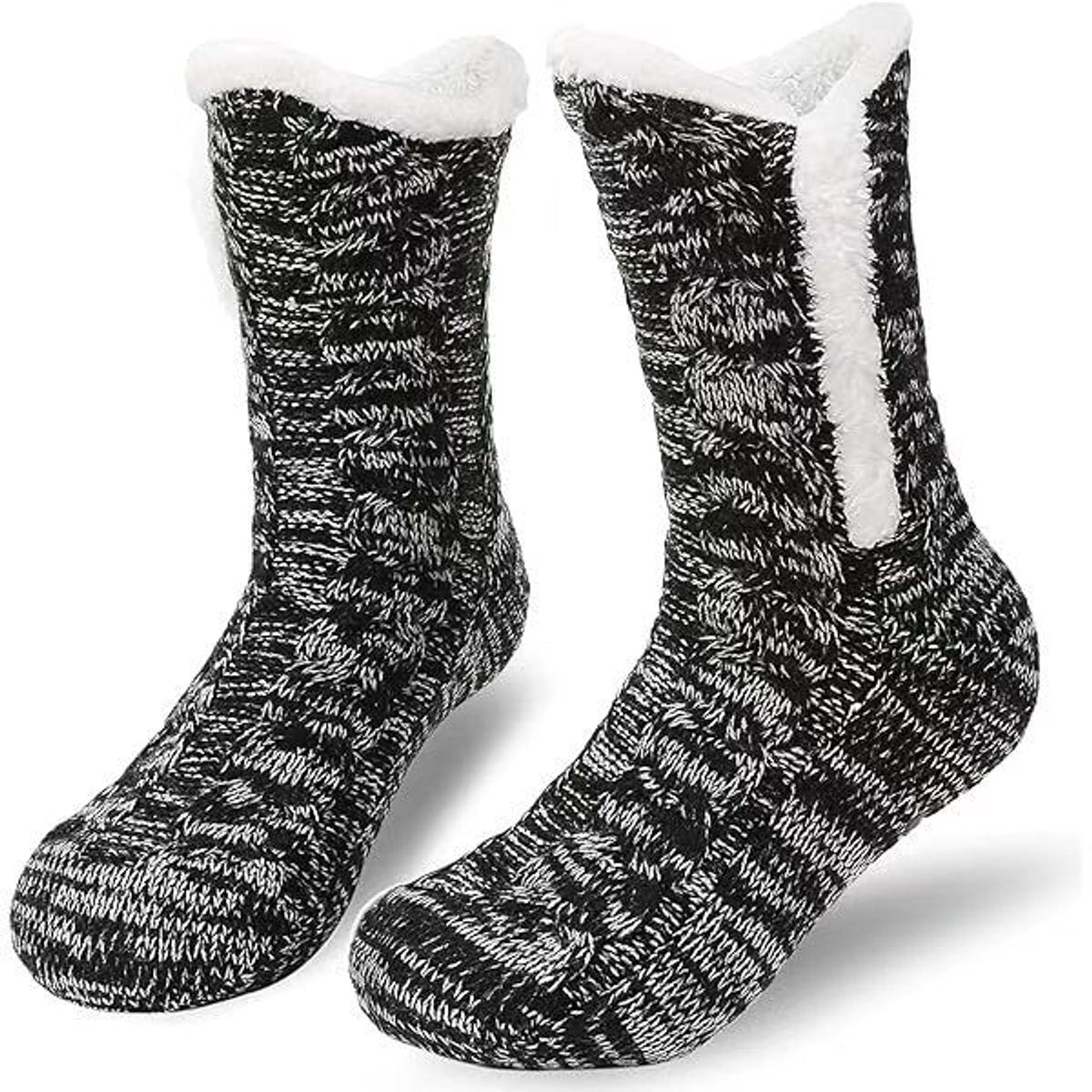 Socks - Plush Socks - Warm Socks - Winter Socks - House Socks - Fluffy Socks - Thick - Warming Quality - Comfort - Soft - Warm - with Plush Lining - Black - Unisex - Christmas Gift - Christmas - Gift - Perfect as a Christmas gift
