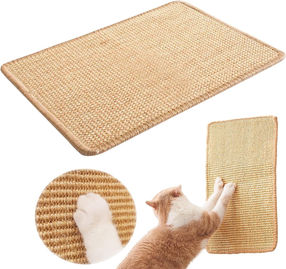 Sisal Cat Scratching Mat - Furniture Protection Against Scratching - Scratch Protection For Tables And Chairs - Easy To Apply - For Protecting Sofas, Carpets, Walls - For Sofa, Furniture And Door - 50x25 Cm - 1 Piece