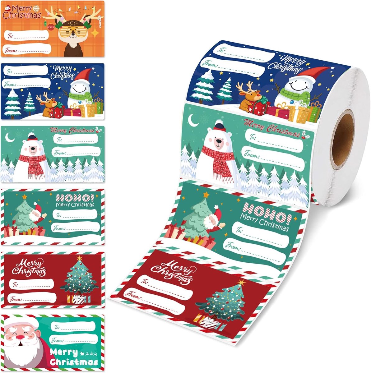 500 Pieces Christmas Gift Tags - Gift Tags For Christmas Gifts - Christmas Gifts For Women, Men And Children - 7.5x4 cm - Christmas Wrapping Paper - Christmas Decorations - Self-Adhesive Christmas Name Tags - Merry Christmas Stickers - Writable Freezer La