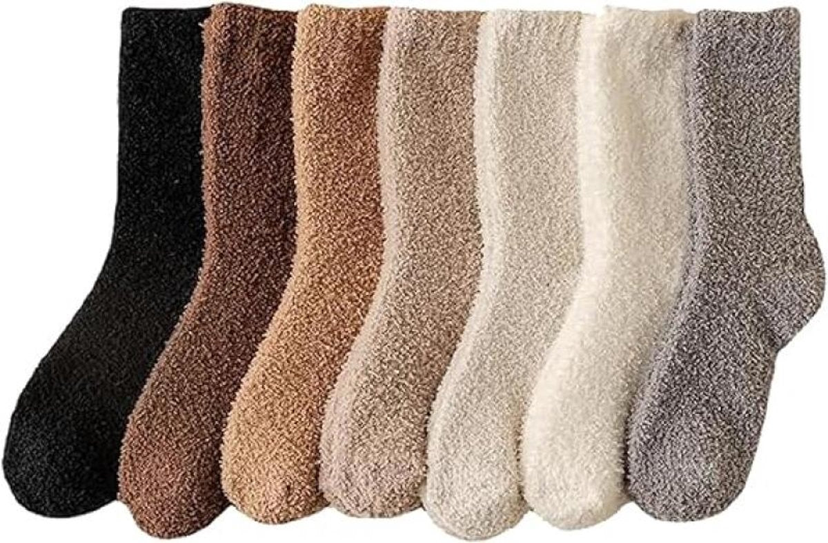 7 Pair - socks - women's socks - Warm Fuzzy Fleece Socks - Women's House Socks - Warm Winter Socks - Fluffy Socks - Sleep Socks - House Socks - Stockings - keep warm - coral fleece - Plush and comfortable - thick plush socks - center tube socks