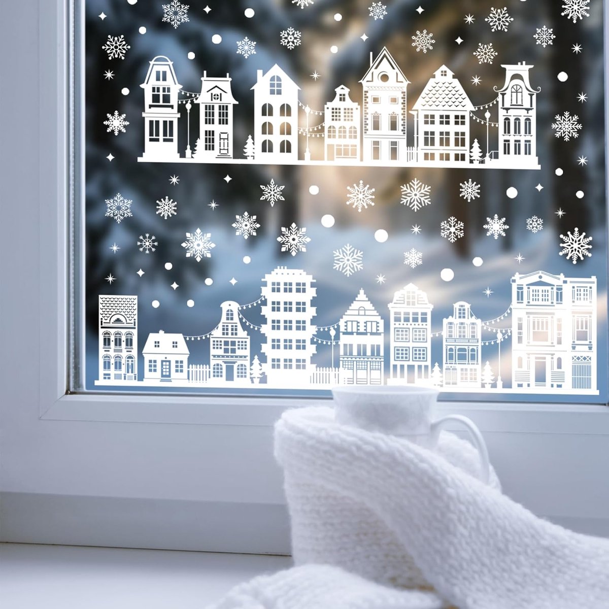 pieces - Window stickers - Christmas window sticker - Self-adhesive window stickers - Reusable Christmas window stickers - Home decoration - Winter decoration - for home, cafe, shopping mall, glass door, office, party decoration - 30*20cm - white snowflak