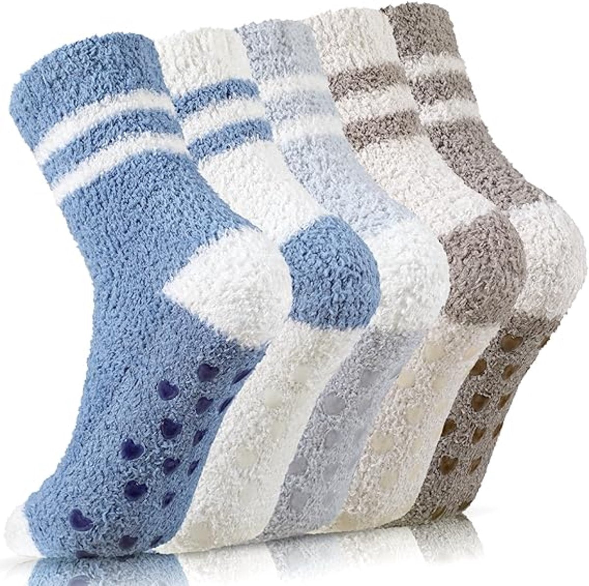 5 Pairs - socks - Non-slip socks - Warm Fuzzy Fleece Socks - Women's House Socks - Warm Winter Socks - Fluffy Socks - Sleep Socks - House Socks - Stockings - keep warm - coral fleece - Plush and comfortable - thick plush socks - Unisex