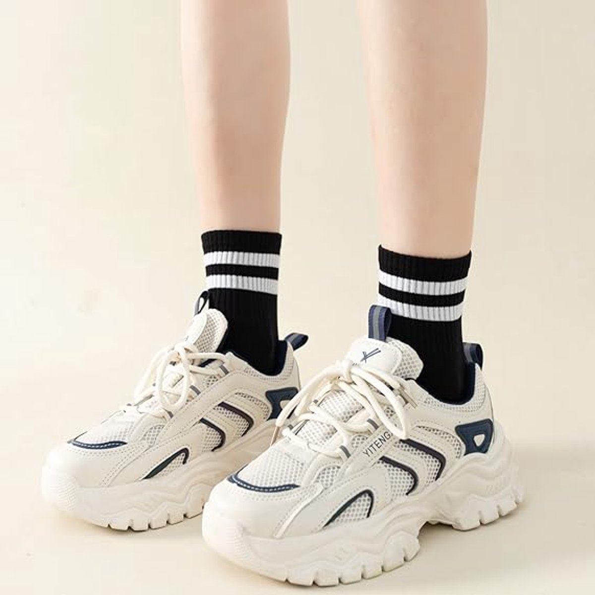 Socks - 6 Pairs of socks - Value pack women's socks Size 36/40 - Women's Socks - fashion striped athletic socks - stockings - Women's Socks Solid Color - Long socks - autumn Socks - soft, absorbent, breathable - all season socks for women