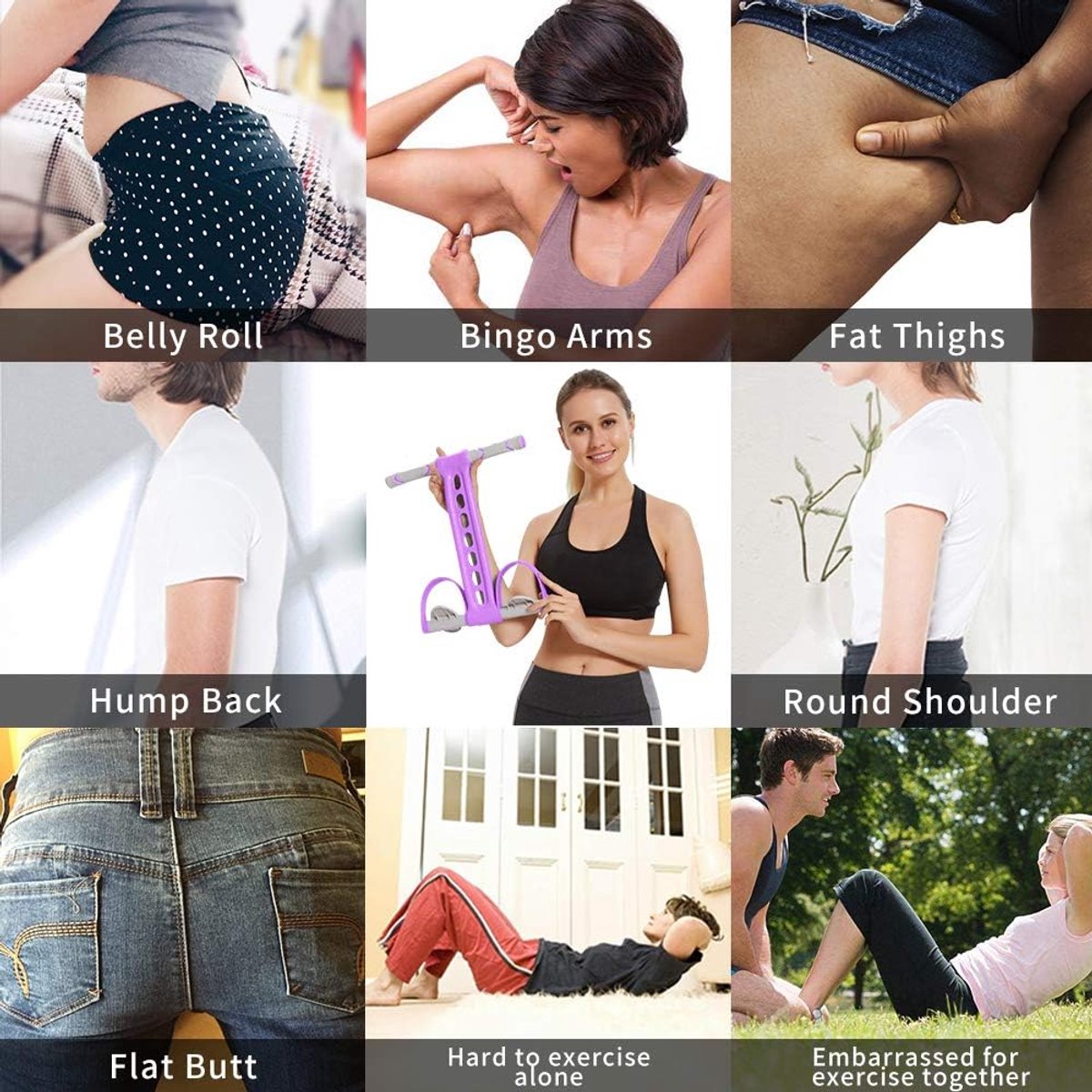 Elastic Abdominal Trainer - Fitness Resistance Bands - Ab Trainer - Ab Roller - Ab Wheel - Abdominal Wheel - Resistance Fitness Resistance Pedal Band - Multifunctional Tension Cord - Training Aids - Leg Stretching - Fitness Equipment - Purple