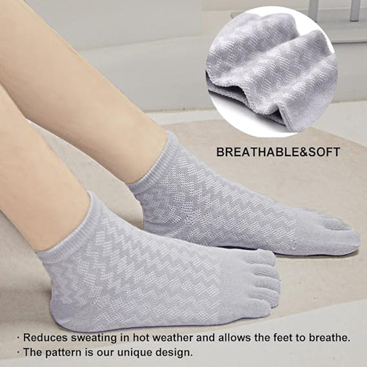 5 pairs of toe socks - Breathable - Round toe socks - Women - Orthopedic compression toe socks for women - Running socks - Yoga socks - Comfort socks - Cotton