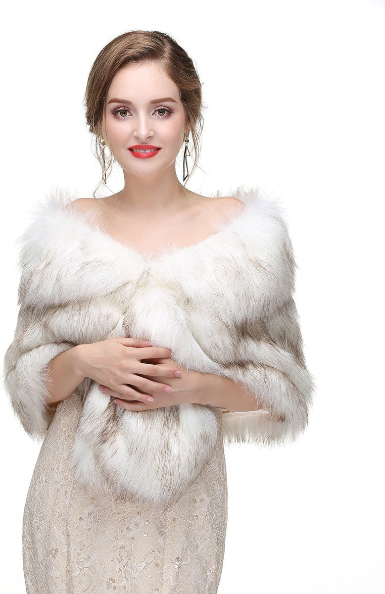Poncho - 150*35cm - Cape - Women's Scarf - Shawl - Winter Scarf - Stole - Faux Fur - White - Soft - Elegant - Fashion - Autumn & Winter - for Bridesmaids, Bridal and Party