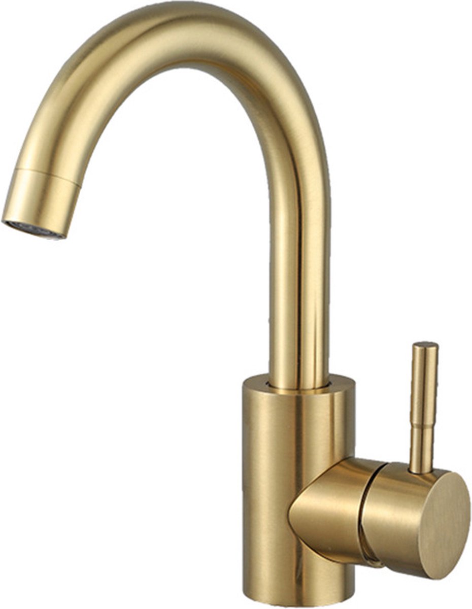 Faucet - Kitchen Faucet - Sink Faucet - 360° Rotatable Mixer Tap - Stainless Steel - Gold - with Cover Plate - for 1-3 Hole Installation