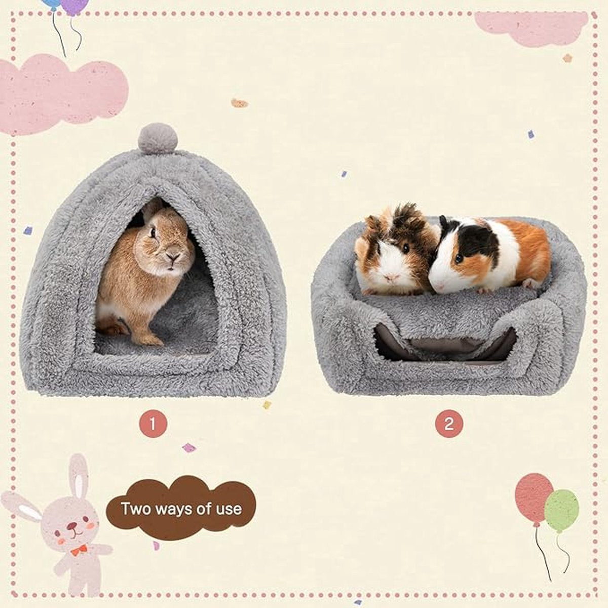 Rabbit hutch - Gray - 1 piece - 34*34*36cm - For rabbit guinea pig ferret - Rabbit hutches - For indoor use - Rodent cage - Rodent house