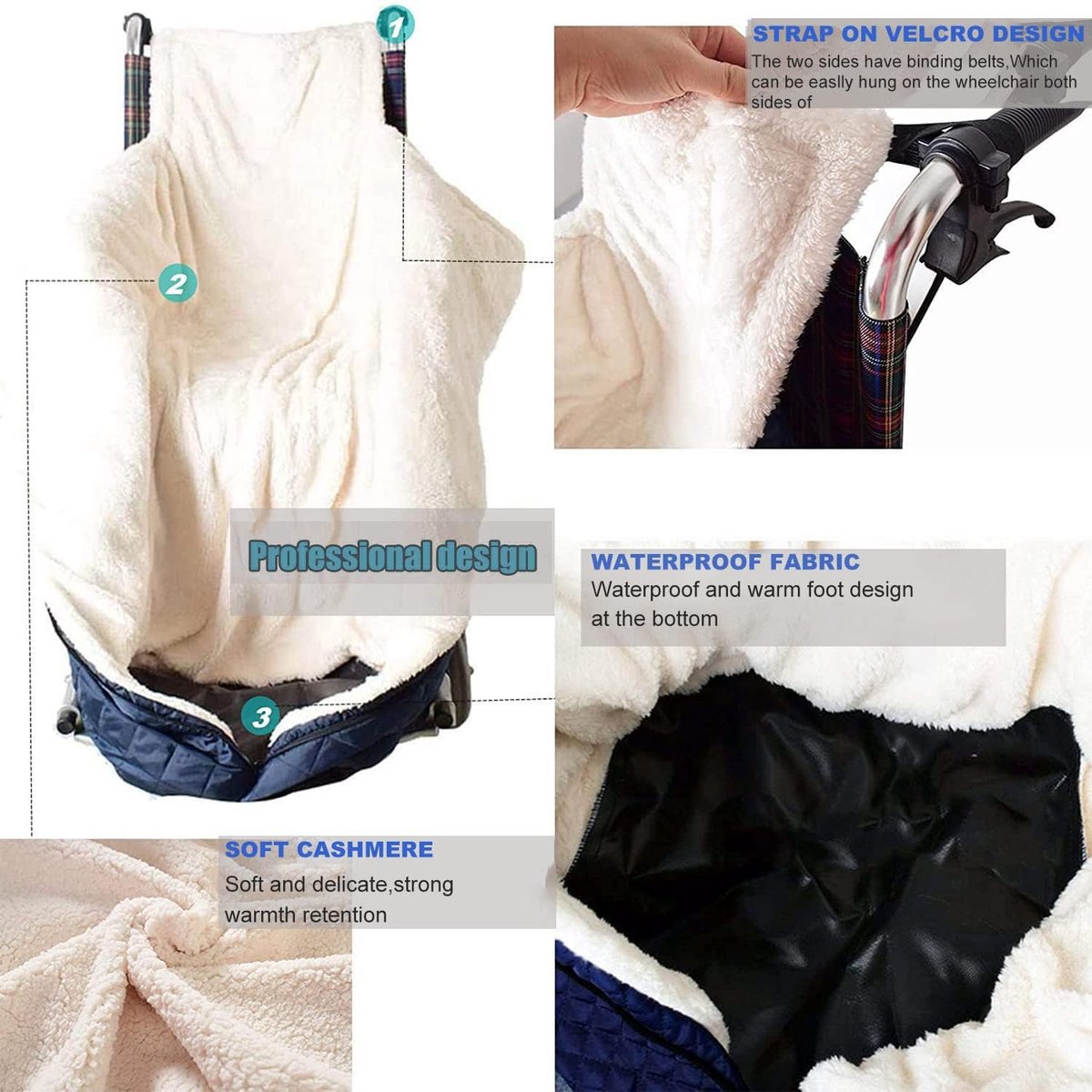 Wheelchair Blanket β Footmuff β Wind and Waterproof β Unisex β Cashmere Lined β Wheelchair Footmuff Adults β Warm & Comfortable β One Size β Stay Warm in Winter β 130*65cm β Waterproof β Waist Size