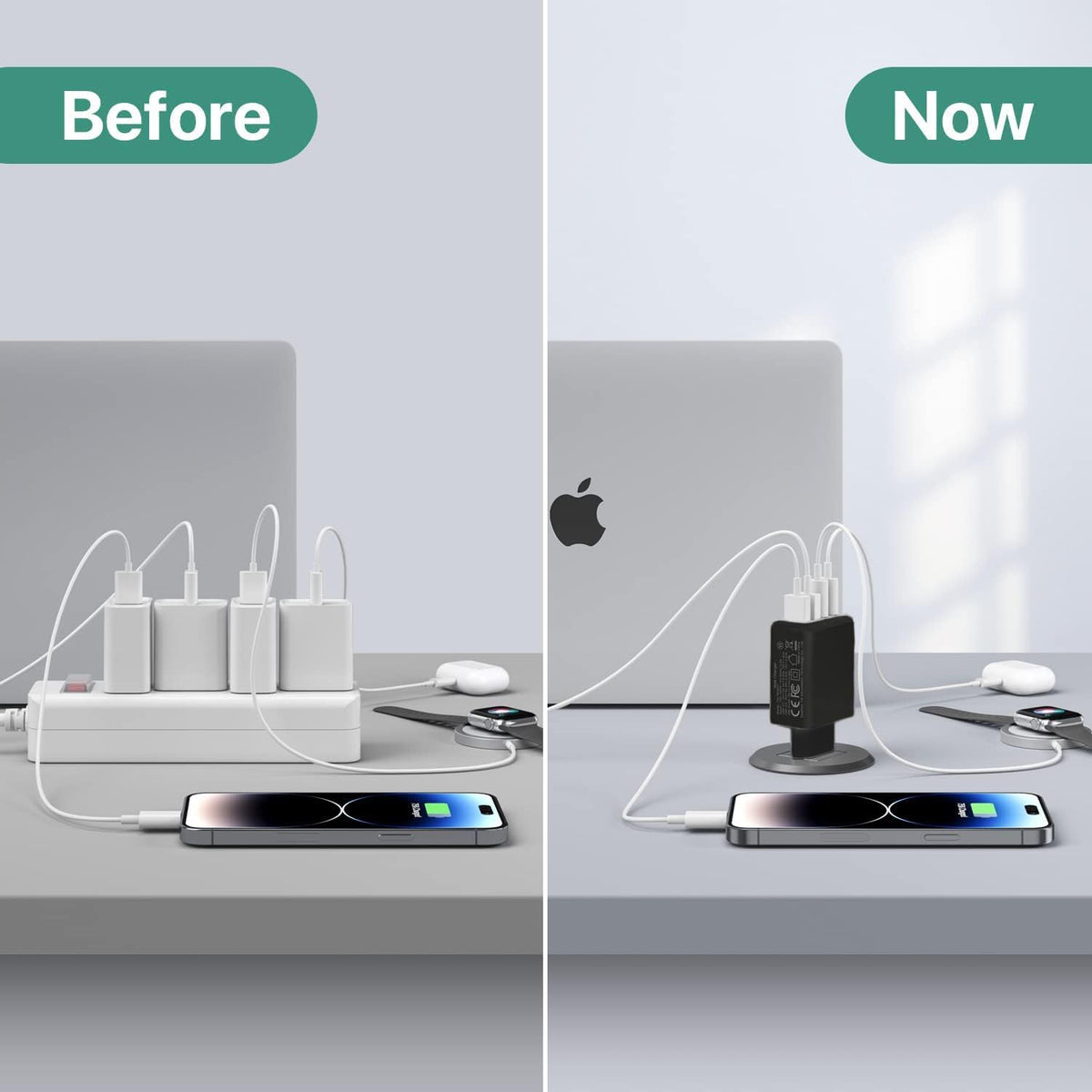 USB C Charger, 40W Fast Charger with Multiple Outlets, Compatible withSamsung and Xiaomi, USB Charging Plug Adapter