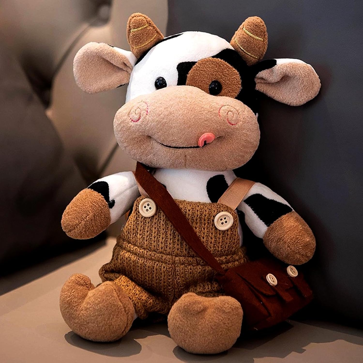 Brown Cow Plush Toy 30cm Soft Hug Pillow Compatible with Yux