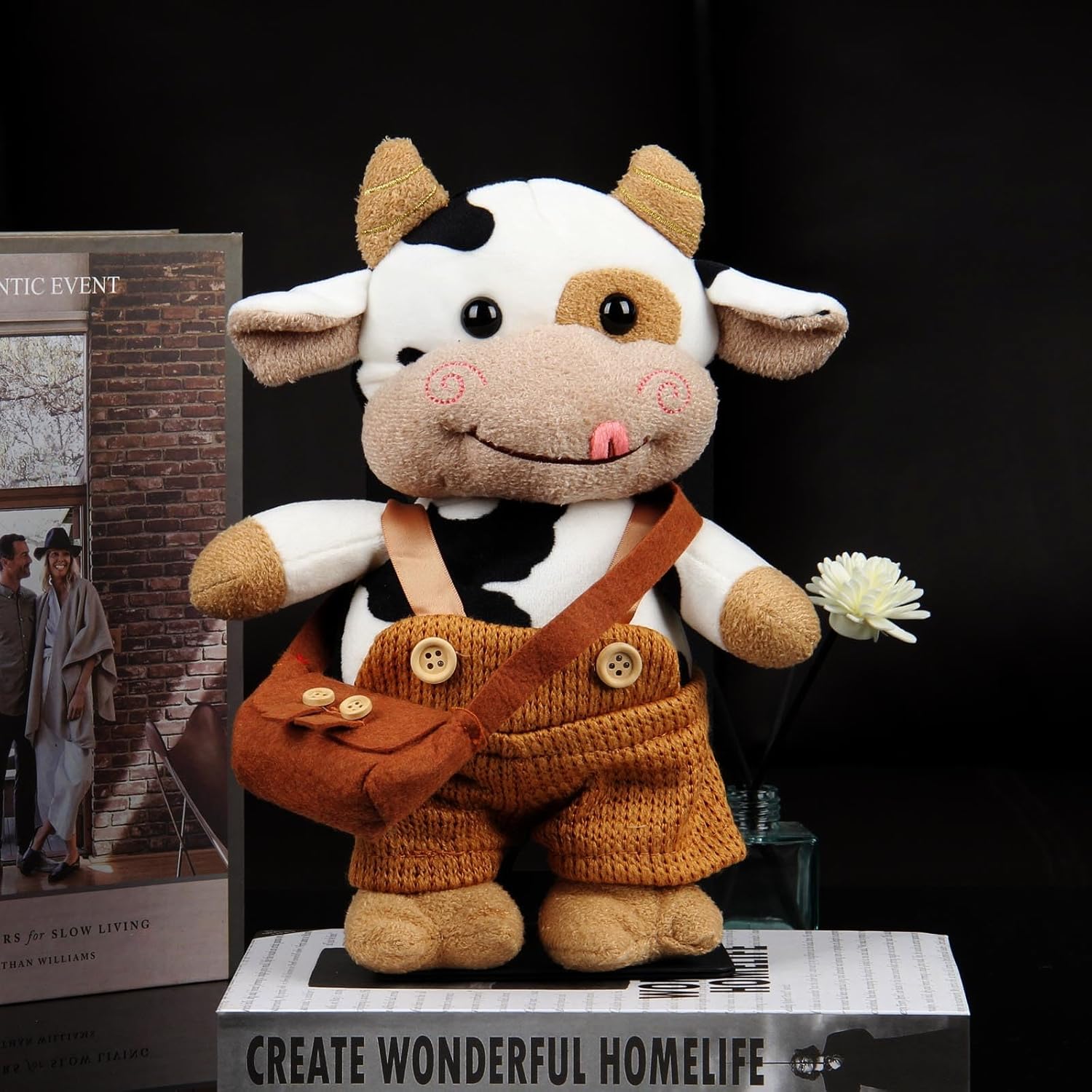 Brown Cow Plush Toy 30cm Soft Hug Pillow Compatible with Yux