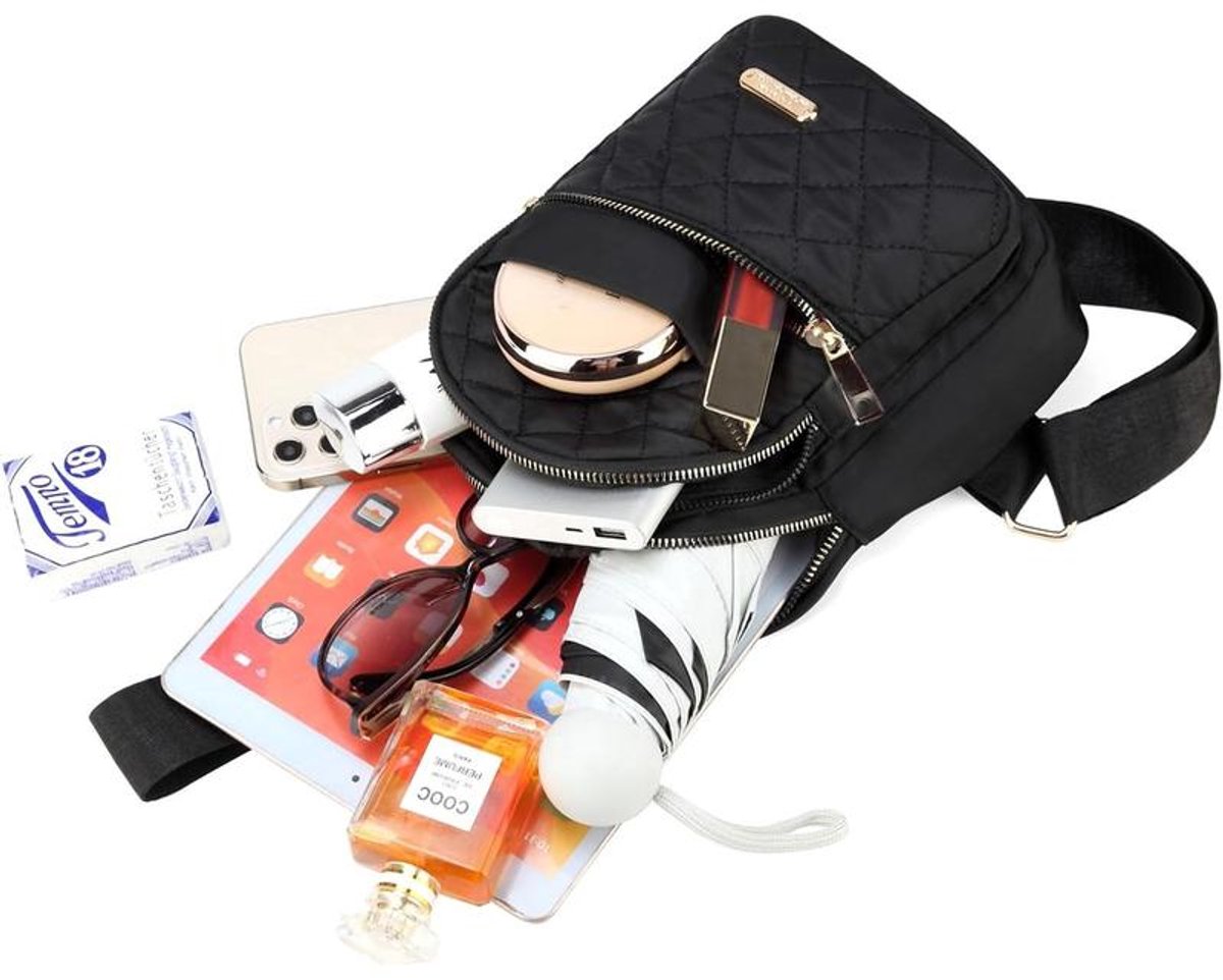 Unisex Shoulder Bag - 5 Storage Pockets & Cable Grommet - Crossbody Bag Women - Crossbody Bag Men - Crossbody Bags - Sling Bag - Adjustable Carrying Style (Cross/Shoulder/Chest) - Brown