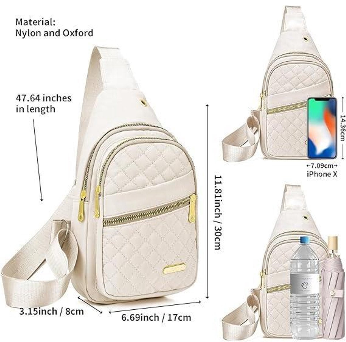 Unisex Shoulder Bag - 5 Storage Pockets & Cable Grommet - Crossbody Bag Women - Crossbody Bag Men - Crossbody Bags - Sling Bag - Adjustable Carrying Style (Cross/Shoulder/Chest) - Brown