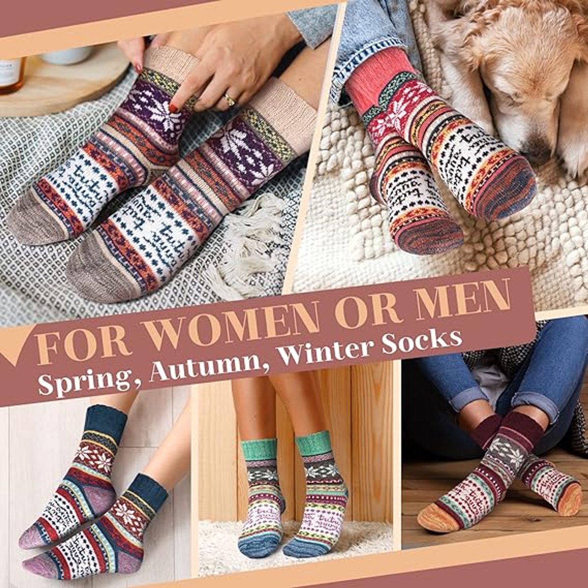Socks (5 pairs) - Home Socks - Women's Christmas Socks - Winter Warm Women's Socks - Christmas Gift for Mothers, Daughters, Grandmothers, Babysitters, Young Girls, Sisters - Christmas Gifts for Women - Christmas Socks