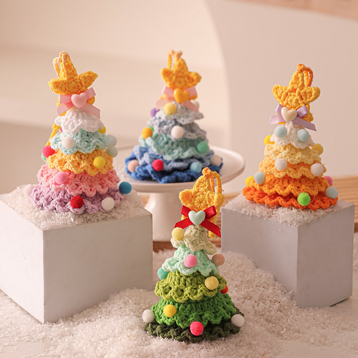 Christmas Decorations - Crochet Christmas Tree Bell Decorations - Small Christmas Decorations - Car Decorations - Christmas Tree Decorations - Ornaments - Specimens - Style A