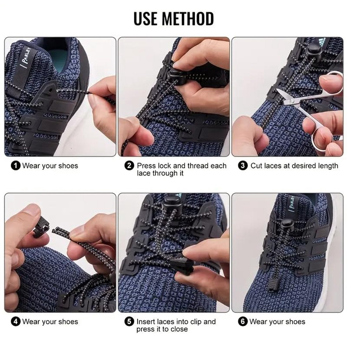 Sneaker Laces 120CM suitable for Sneakers - Elastic laces without a knot - Suitable for students and adults - With strong buckle and quick-release function (Blue)