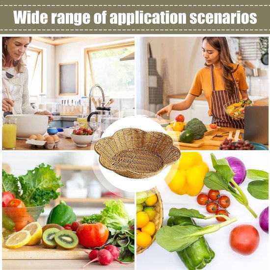 Fruit bowl - Round wicker basket - Corrugated serving basket - Dining table top - Curved corrugated woven tray - Coffee table storage tray