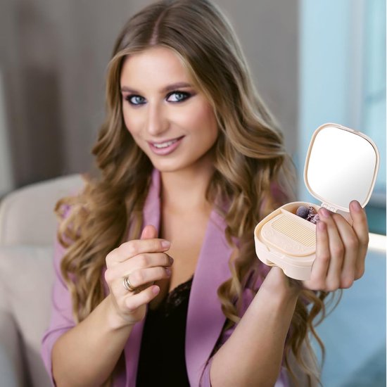 Makeup Mirror - Travel Makeup Mirror - Portable Makeup Mirror with Storage Box - Foldable Compact Mirror with Storage Box - Delicate Storage Box