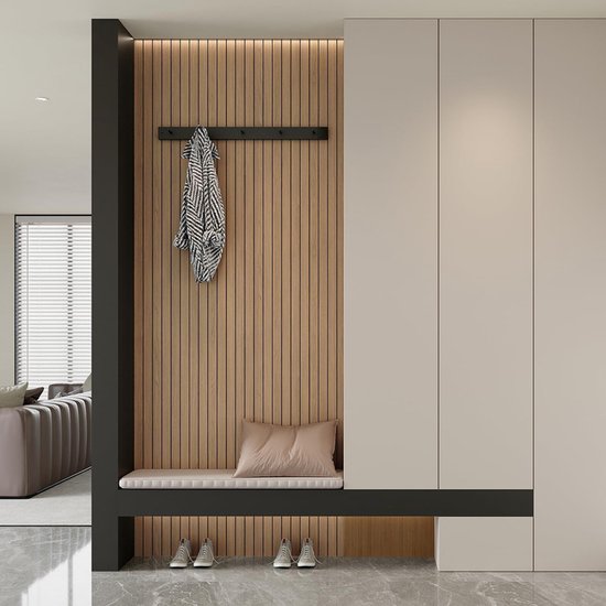 2 Pack Peel and Stick Oak Wood Slat Feature Wall Panels 300x40cm Each | DIY TV Headboard PVC Decor Wall Liner for Interior Wall & Ceiling Makeover(1037B-18)