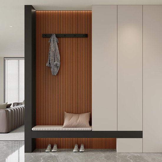 2 Pack Peel and Stick Oak Wood Slat Feature Wall Panels 300x40cm Each | DIY TV Headboard PVC Decor Wall Liner for Interior Wall & Ceiling Makeover(KC-53881)