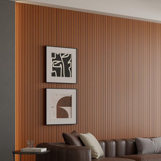2 Pack Peel and Stick Oak Wood Slat Feature Wall Panels 300x40cm Each | DIY TV Headboard PVC Decor Wall Liner for Interior Wall & Ceiling Makeover(KC-53881)