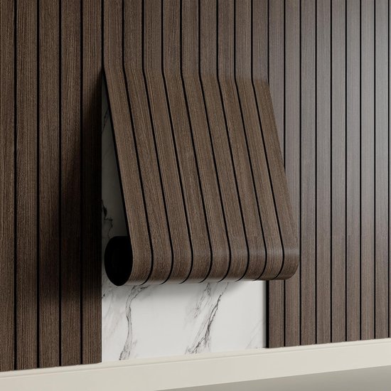 2 Pack Peel and Stick Oak Wood Slat Feature Wall Panels 300x40cm Each | DIY TV Headboard PVC Decor Wall Liner for Interior Wall & Ceiling Makeover(KC-1037C-18)
