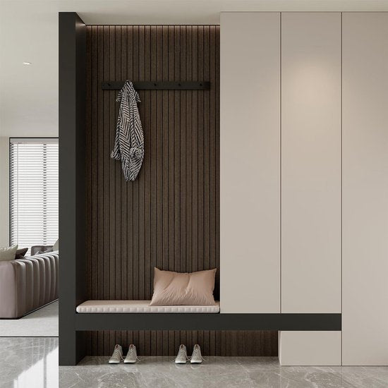 2 Pack Peel and Stick Oak Wood Slat Feature Wall Panels 300x40cm Each | DIY TV Headboard PVC Decor Wall Liner for Interior Wall & Ceiling Makeover(KC-1037C-18)