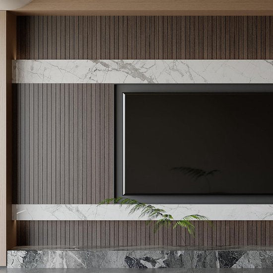 2 Pack Peel and Stick Oak Wood Slat Feature Wall Panels 300x40cm Each | DIY TV Headboard PVC Decor Wall Liner for Interior Wall & Ceiling Makeover(KC-1037C-18)