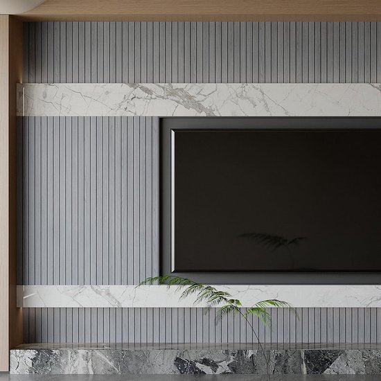 2 Pack Peel and Stick Oak Wood Slat Feature Wall Panels 300x40cm Each | DIY TV Headboard PVC Decor Wall Liner for Interior Wall & Ceiling Makeover(KC-1067D-19)