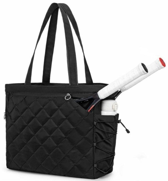 Tennis Bag – Extra Large Sports Bag with Shoe Compartment – Suitable for 2-4 Rackets – Waterproof and Lightweight – Unisex(Black)