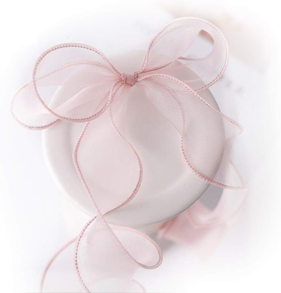 1 Roll Pink Organza Gift Wrapping Ribbon, 40 m Long and 4 cm Wide for Bows, Bouquet Decor, Wedding Crafts and Present Packaging