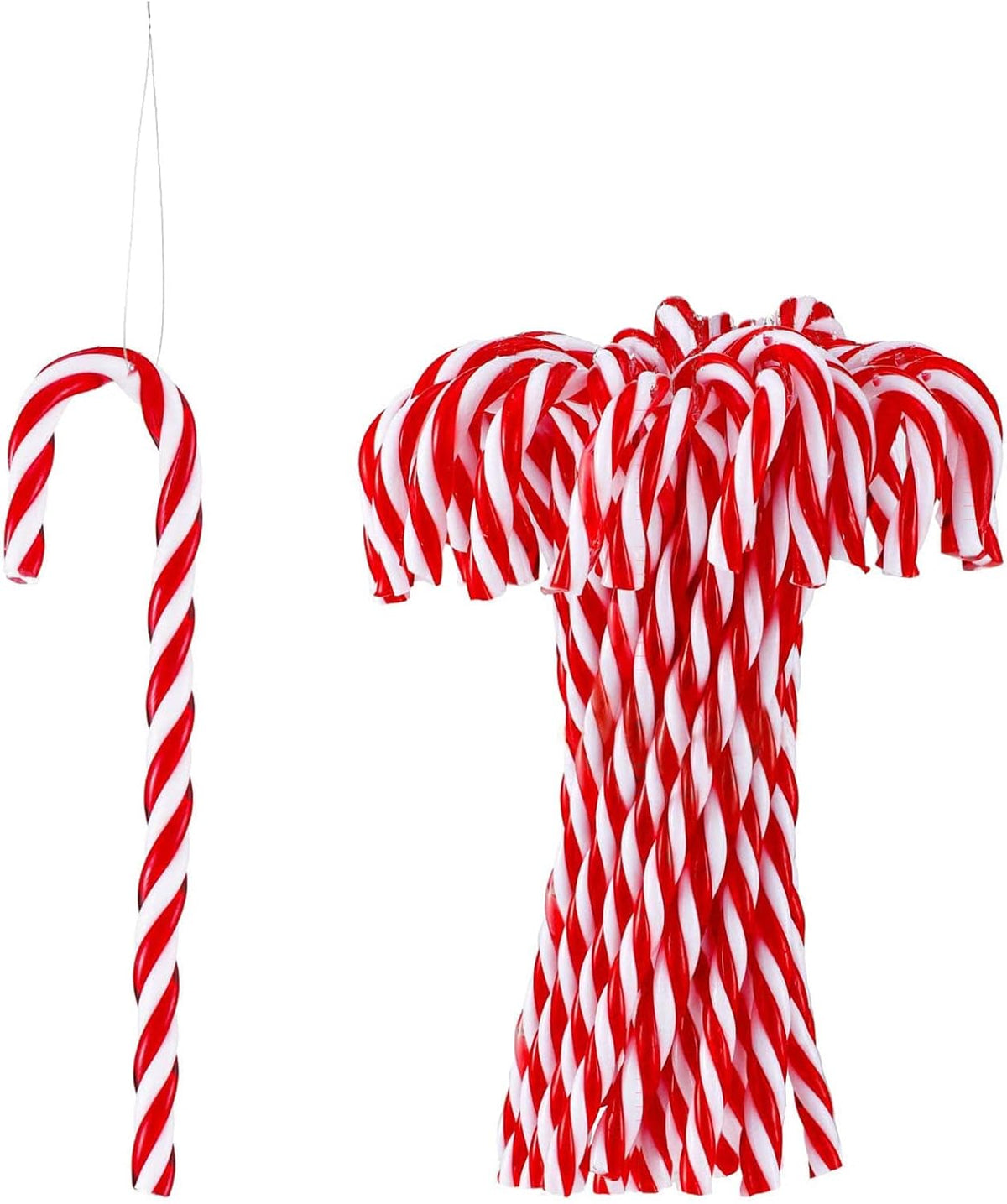 32 Pack Red and White Christmas Candy Cane Hanging Decorations, 15 cm Tree Ornaments for Holiday Parties, Wreaths and Home Decor