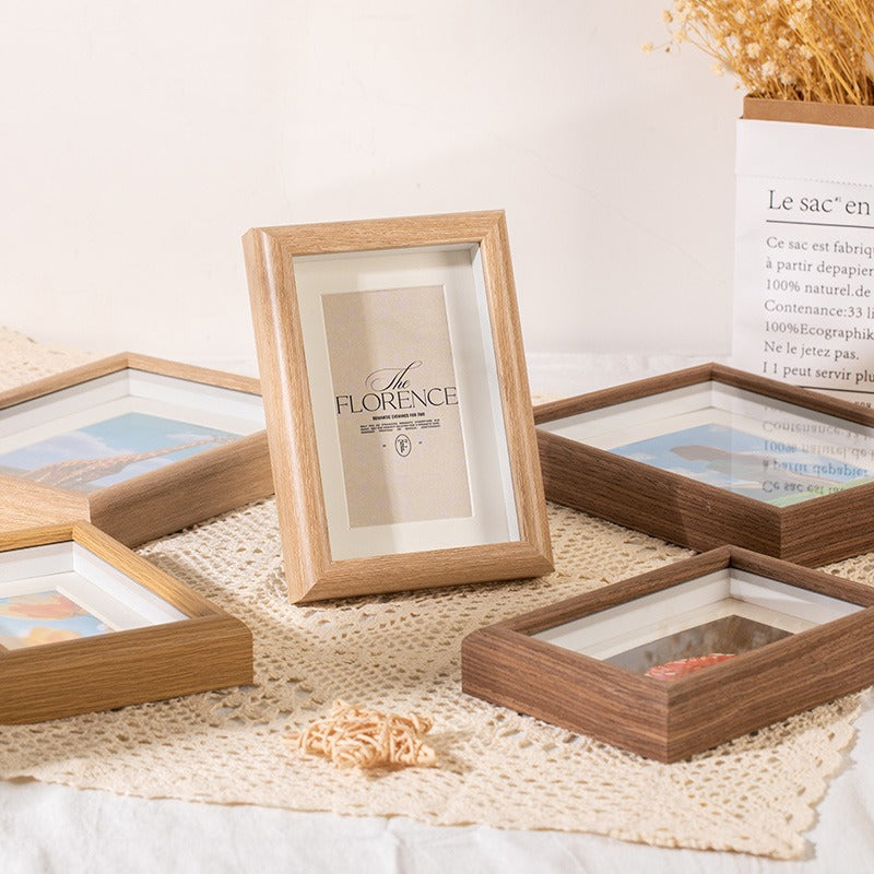 1 Piece Wooden Photo Frame with Freestanding Display Stand for 6 Inch Photos, Wall or Tabletop Home Decor, White