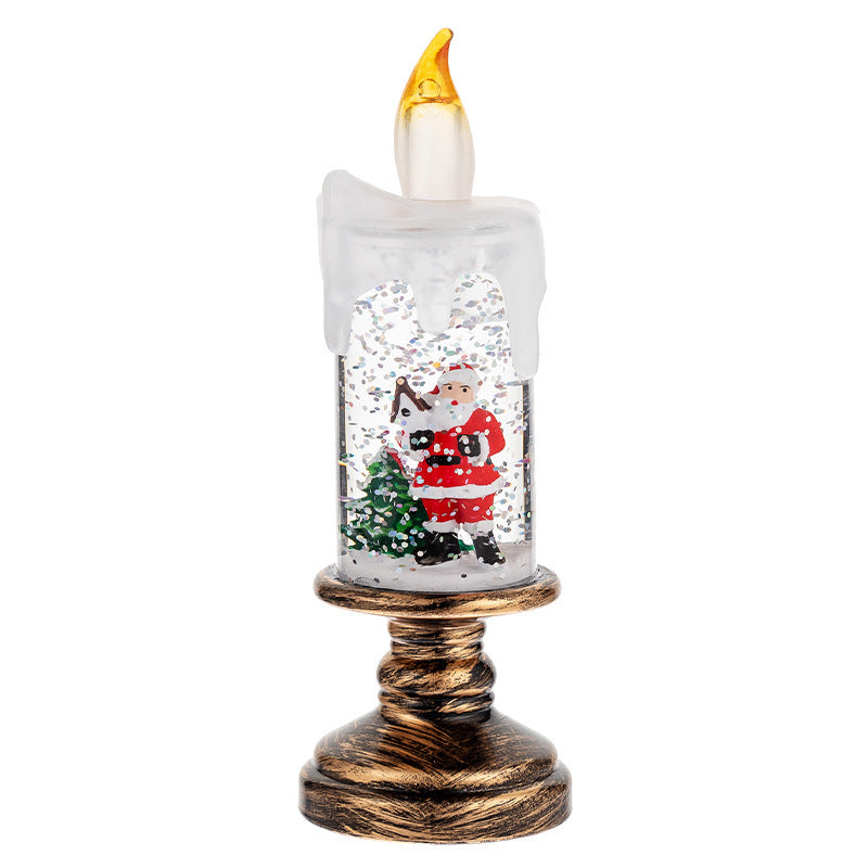 Battery Operated LED Snow Globe Candle with Rotating Glitter Water, Flameless Christmas Table Light for Holiday Home Decor, Santa Claus