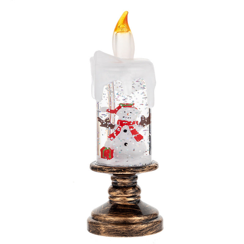 Battery Operated LED Snow Globe Candle with Rotating Glitter Water, Flameless Christmas Table Light for Holiday Home Decor, Snowman