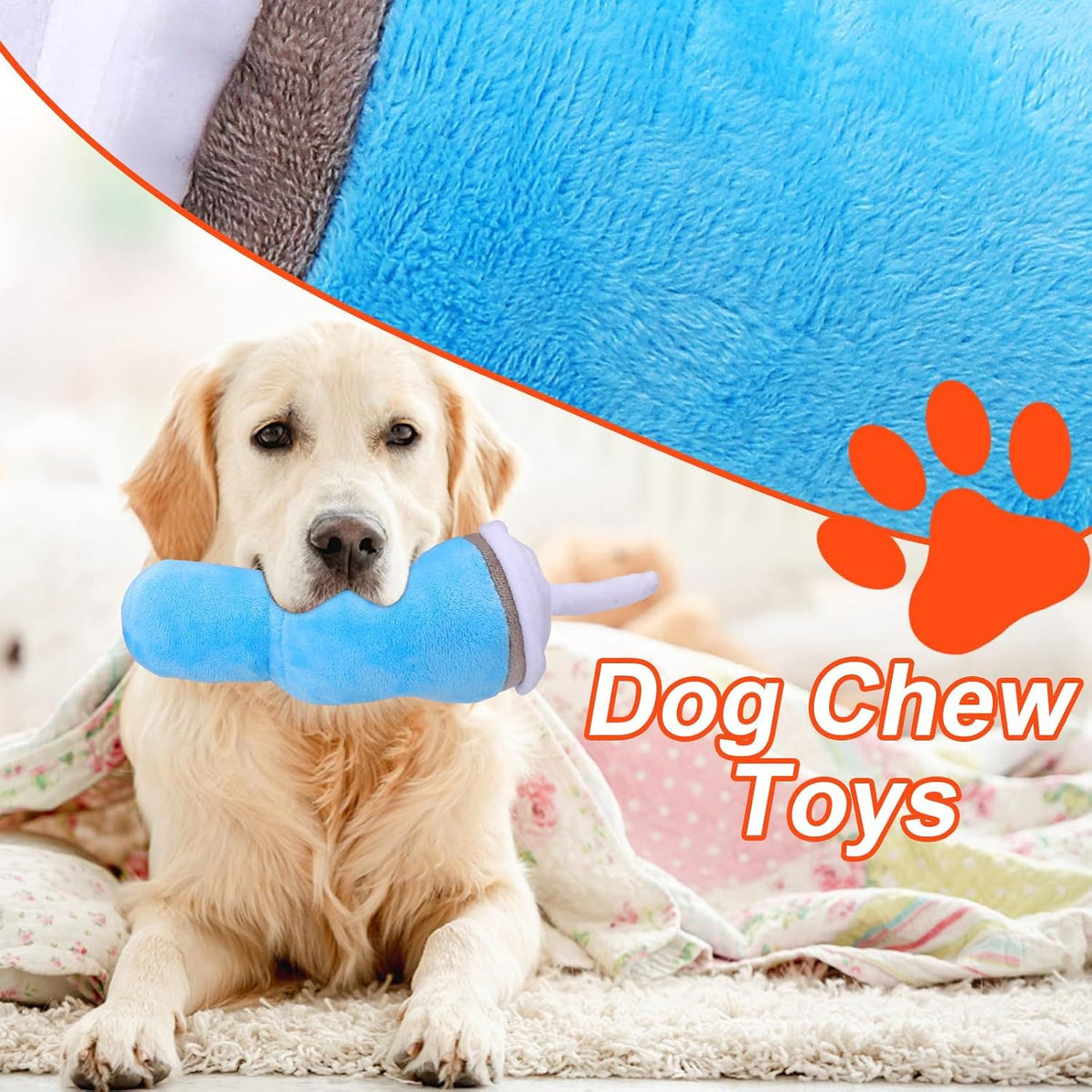 Squeaky Plush Dog Toy Tumbler, Durable Interactive Chew Toy for Small, Medium and Large Dogs, Soft Blue Cup Design for Playtime