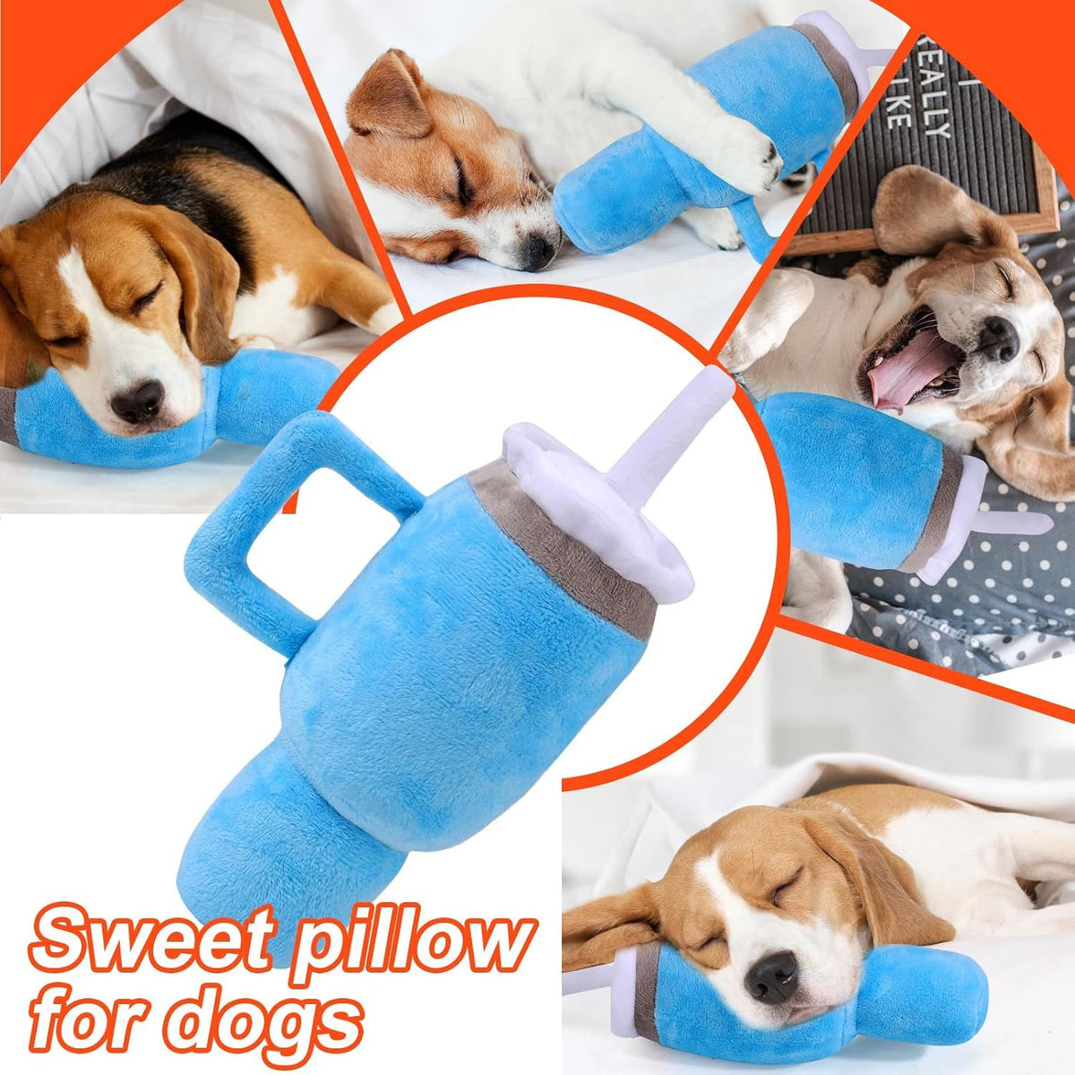 Squeaky Plush Dog Toy Tumbler, Durable Interactive Chew Toy for Small, Medium and Large Dogs, Soft Blue Cup Design for Playtime
