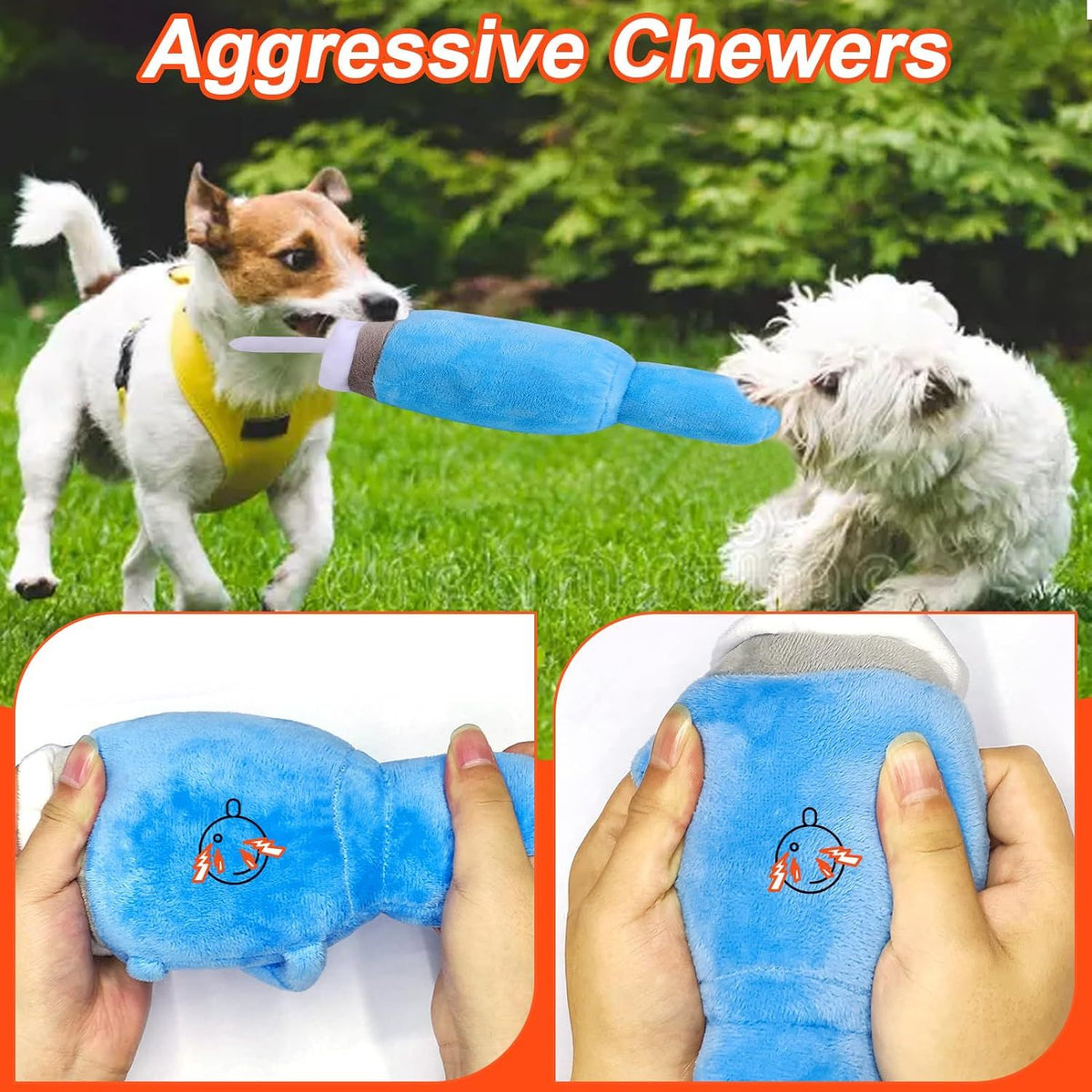Squeaky Plush Dog Toy Tumbler, Durable Interactive Chew Toy for Small, Medium and Large Dogs, Soft Blue Cup Design for Playtime