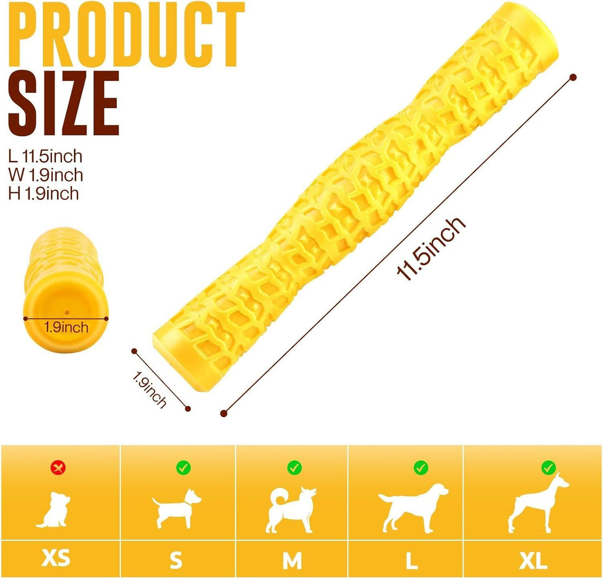 Dog Squeaky Toys Interactive Dog Toys for Aggressive Chewers Tough Rubber Chew Toys for Medium/Large Breed, Yellow