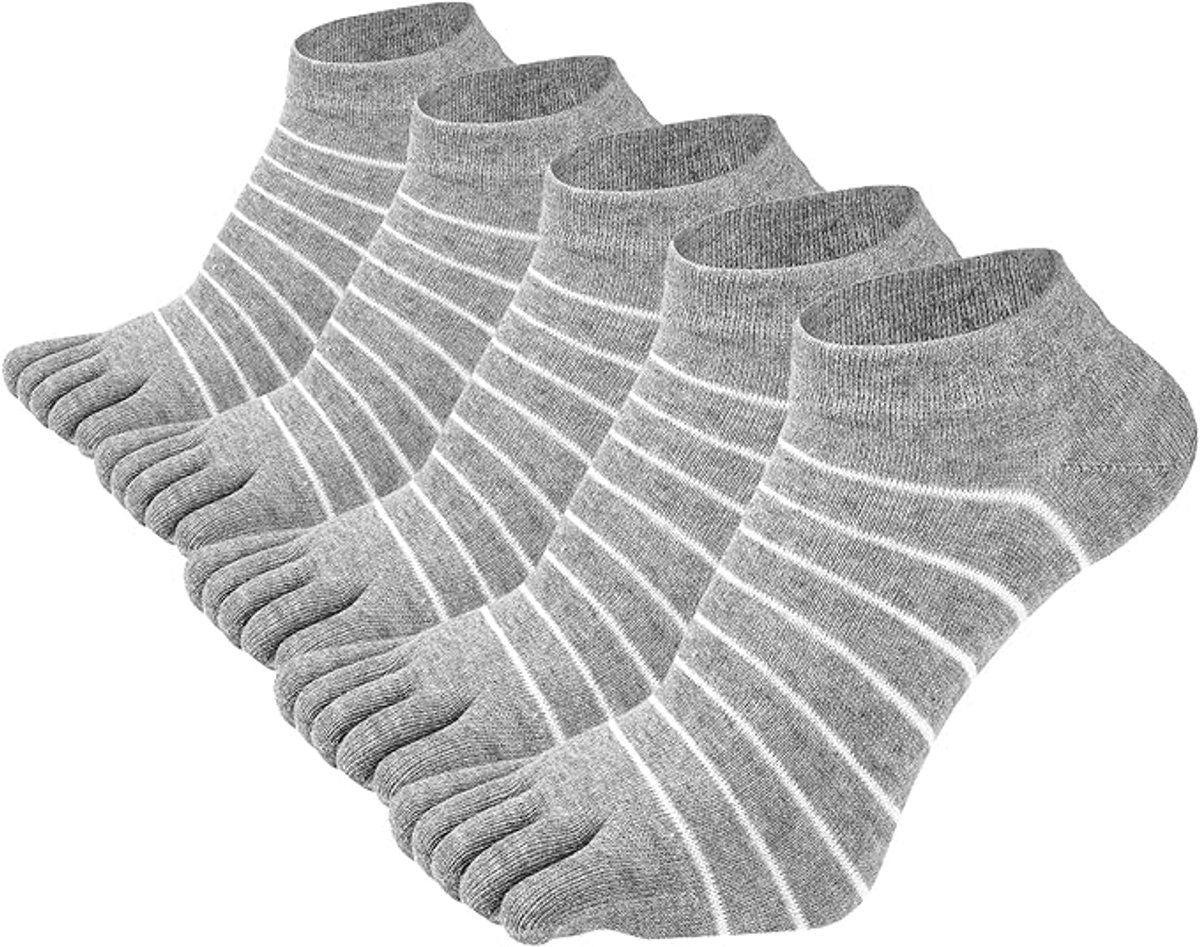 Women's Cotton Toe Socks 5 Pairs for Yoga Running, Five Finger Design Reduces Friction and Blisters, Breathable Moisture-Wicking Low-Cut Athletic Socks