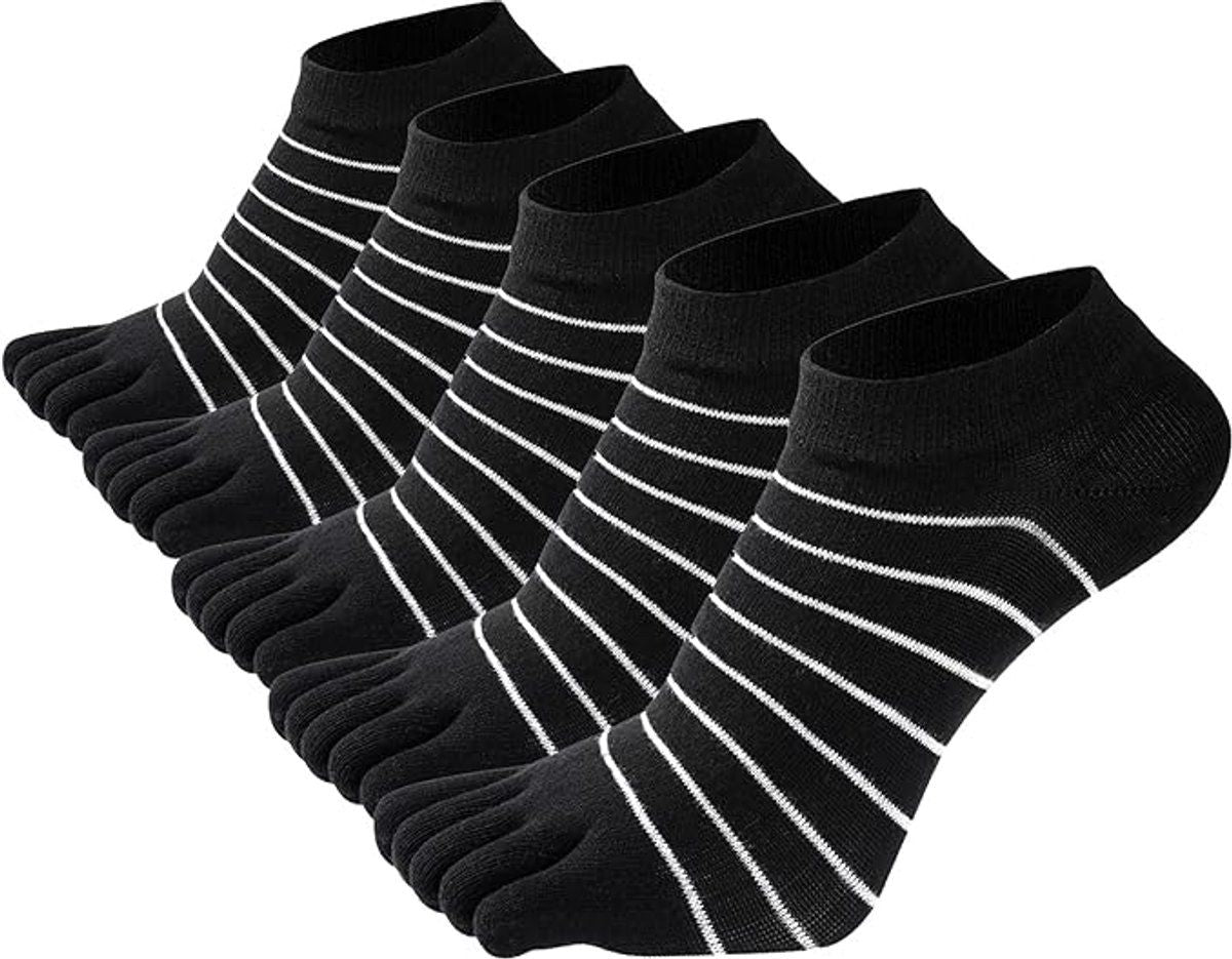 Women's Cotton Toe Socks 5 Pairs for Yoga and Running, Five Finger Separated Design Reduces Friction and Blisters, Breathable Low-Cut Athletic Socks