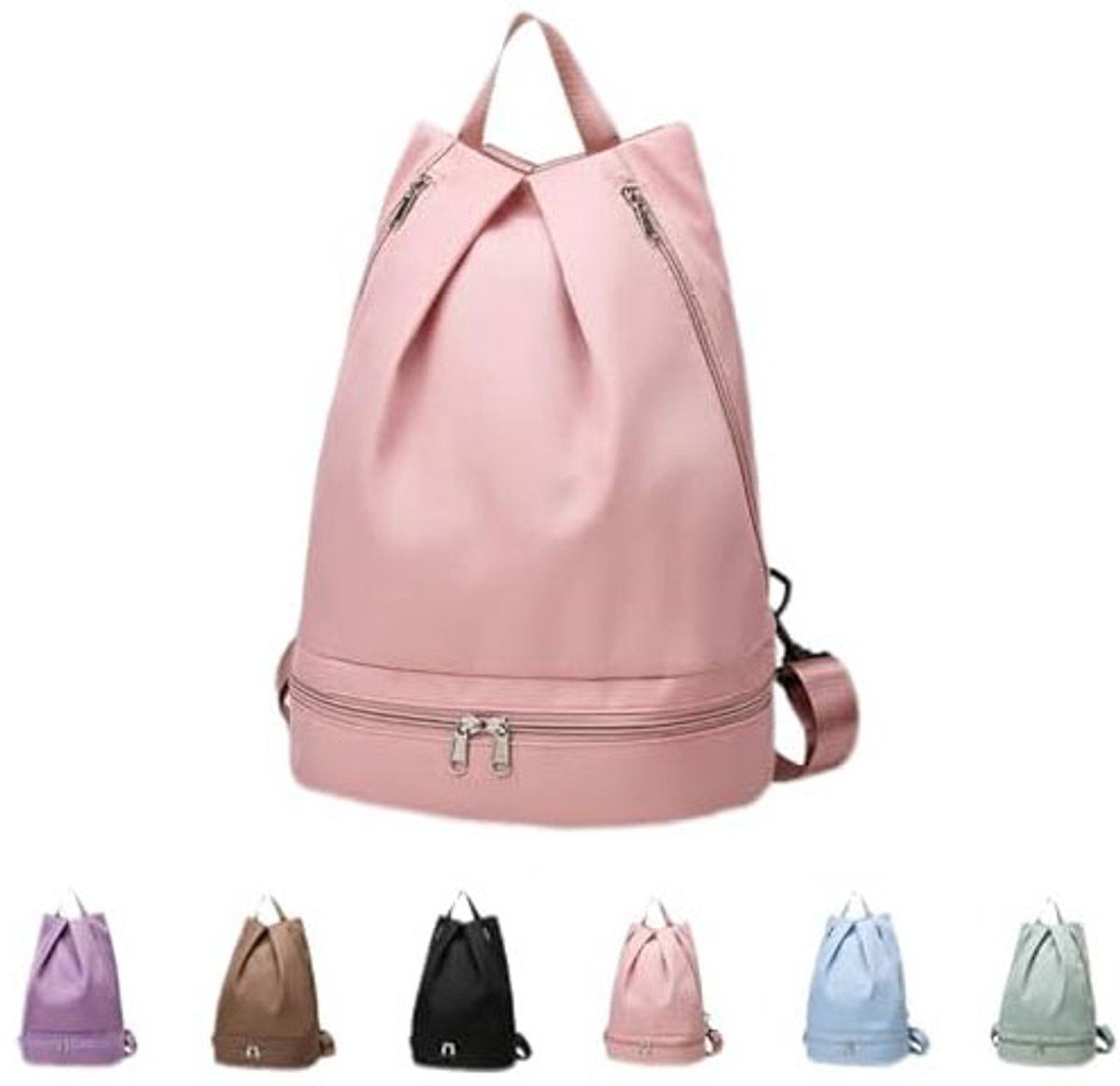 Gym Bag, Women's Sports Backpack, With Shoe Compartment, Separation of Wet and Dry Items, Portable Sports Bag, Resistant Quality, Pink