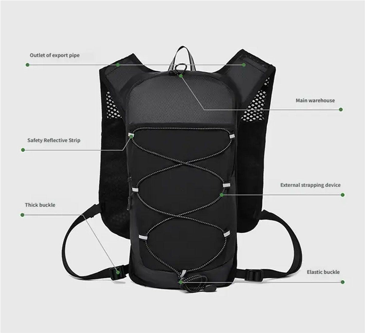 Womens Hydration Running Vest with Reflective Stripes, Breathable Backpack with 2 L Water Bladder for Walking and Cycling, Black